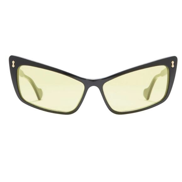 Gucci 58mm Cat Eye Sunglasses black with yellow lenses - Picture 1 of 11